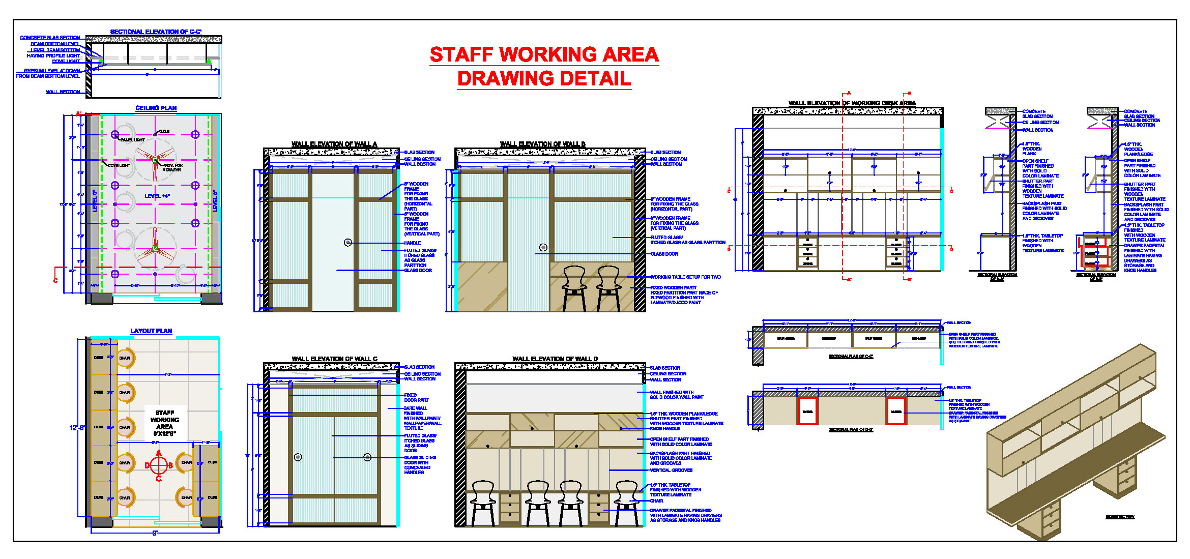 Office Staff Working Space Design CAD File